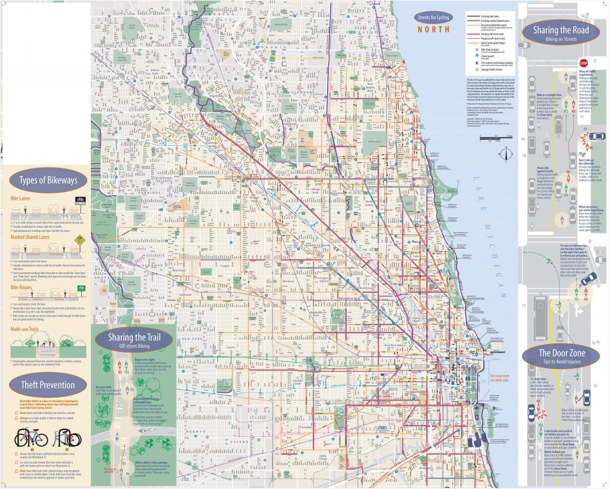 Mapa ścieżek rowerowych Chicago