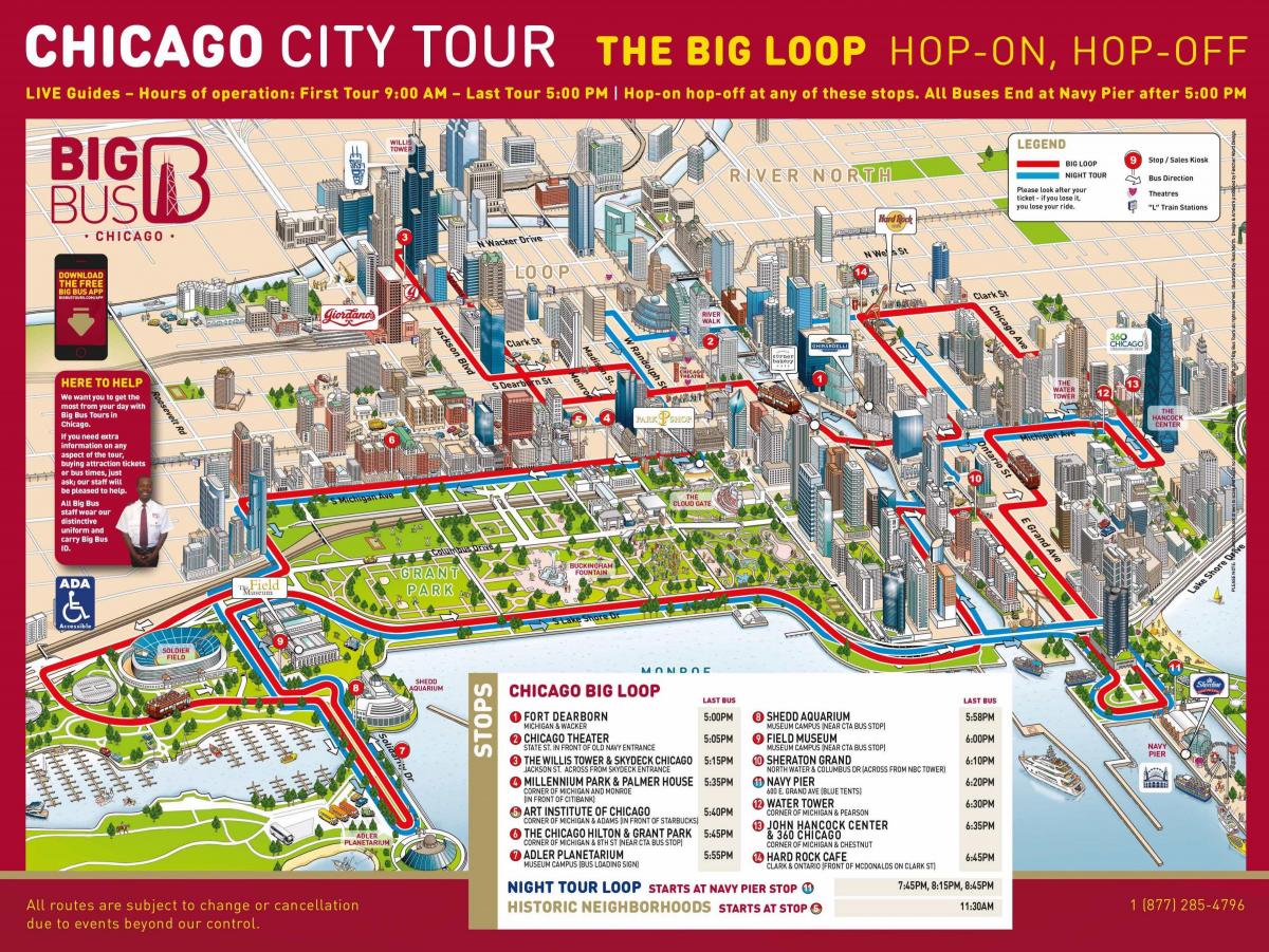 Mapa Chicago Wielki Autobus