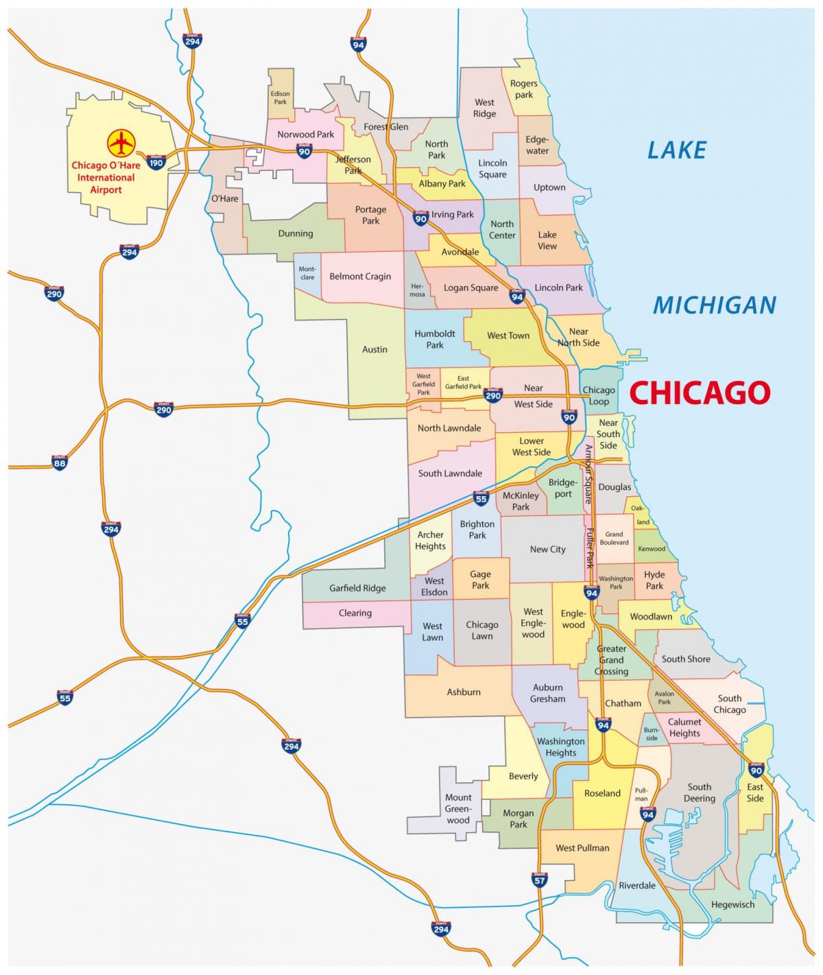 Mapa dzielnic Chicago
