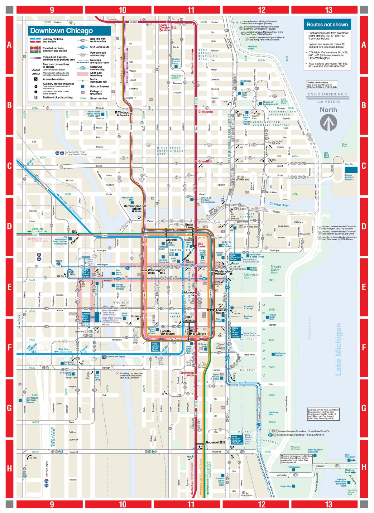 Mapa stacji metra w Chicago