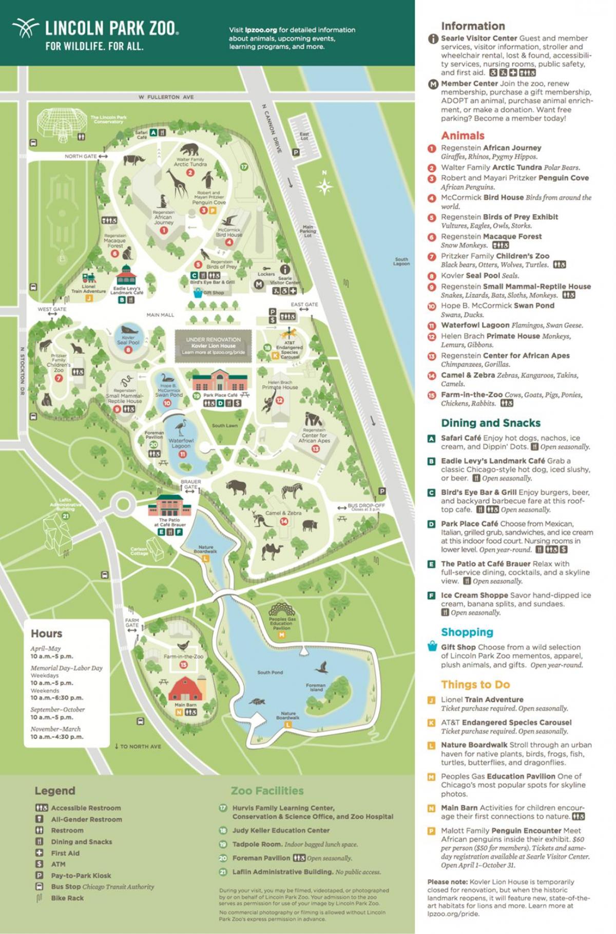 Mapa parku zoologicznego w Chicago